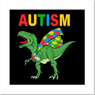 Dinosaur Puzzle Autism Awareness Gift for Birthday, Mother's Day, Thanksgiving, Christmas Posters and Art